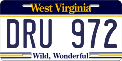 WV license plate DRU972
