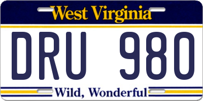 WV license plate DRU980