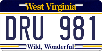 WV license plate DRU981