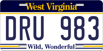 WV license plate DRU983
