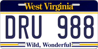 WV license plate DRU988