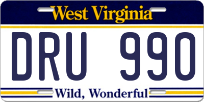 WV license plate DRU990