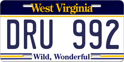 WV license plate DRU992