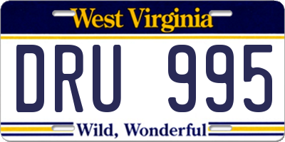 WV license plate DRU995