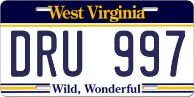 WV license plate DRU997