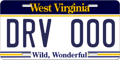 WV license plate DRV000