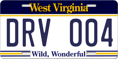 WV license plate DRV004