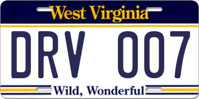 WV license plate DRV007