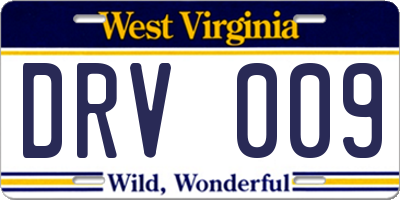 WV license plate DRV009