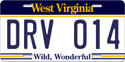 WV license plate DRV014