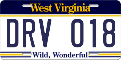 WV license plate DRV018
