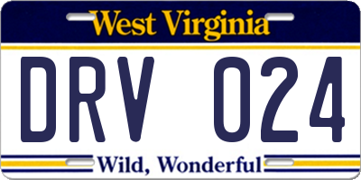 WV license plate DRV024