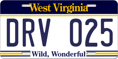WV license plate DRV025
