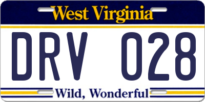 WV license plate DRV028
