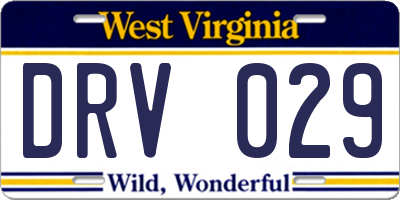 WV license plate DRV029