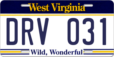 WV license plate DRV031