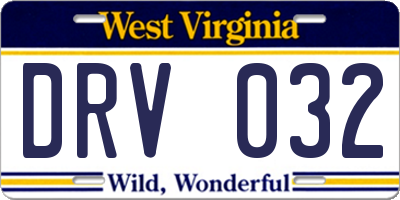 WV license plate DRV032