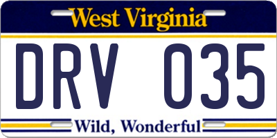 WV license plate DRV035