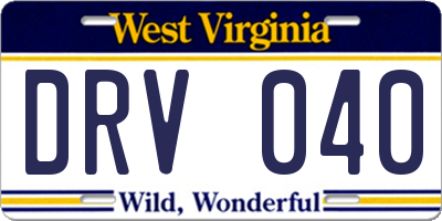 WV license plate DRV040