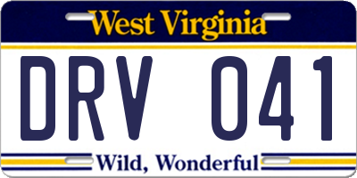 WV license plate DRV041