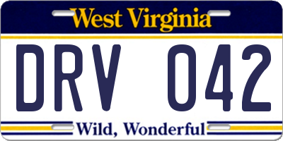 WV license plate DRV042