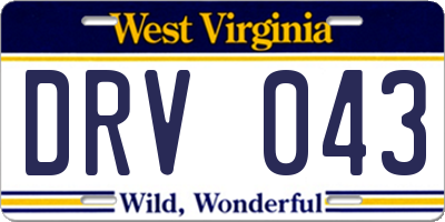 WV license plate DRV043