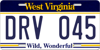 WV license plate DRV045