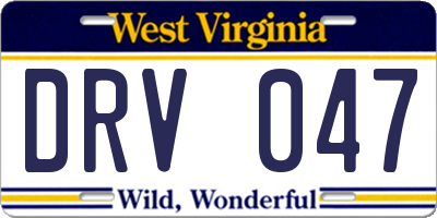 WV license plate DRV047