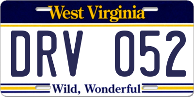 WV license plate DRV052