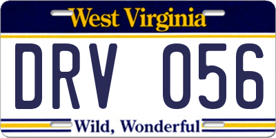 WV license plate DRV056