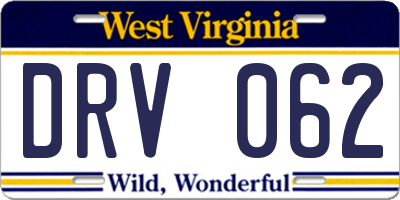 WV license plate DRV062