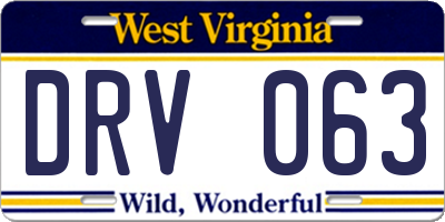 WV license plate DRV063