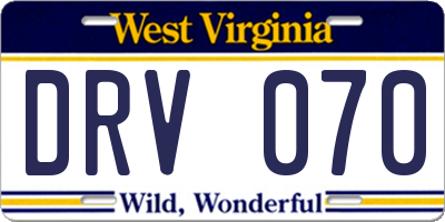 WV license plate DRV070