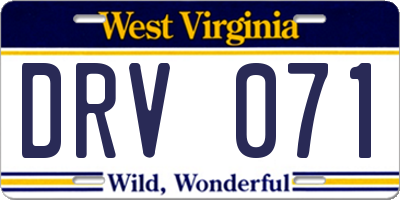 WV license plate DRV071