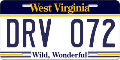 WV license plate DRV072