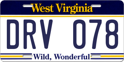 WV license plate DRV078