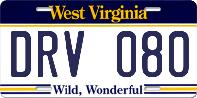 WV license plate DRV080