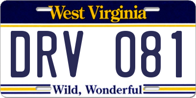 WV license plate DRV081