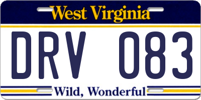 WV license plate DRV083