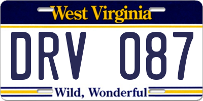 WV license plate DRV087