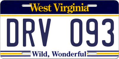 WV license plate DRV093