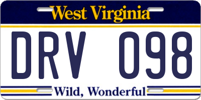 WV license plate DRV098