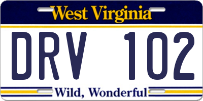 WV license plate DRV102