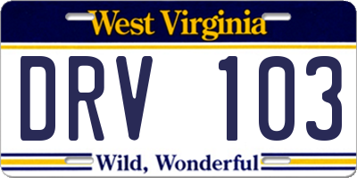 WV license plate DRV103