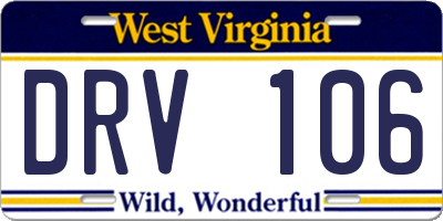 WV license plate DRV106