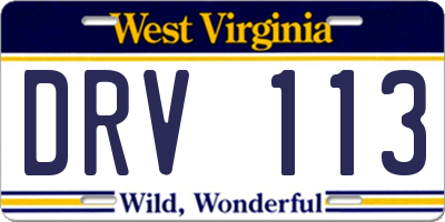 WV license plate DRV113