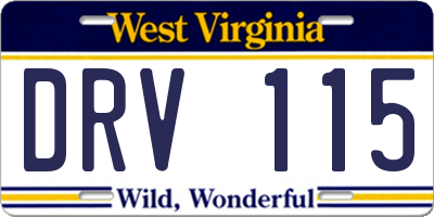 WV license plate DRV115