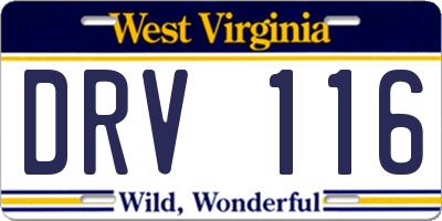 WV license plate DRV116