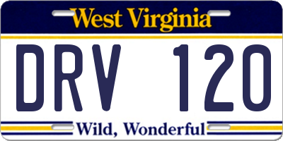WV license plate DRV120