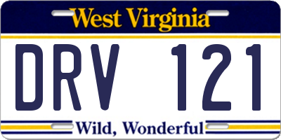 WV license plate DRV121